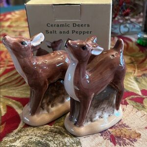 Cracker Barrel Ceramic Deer Salt & Pepper Shakers-New in Box